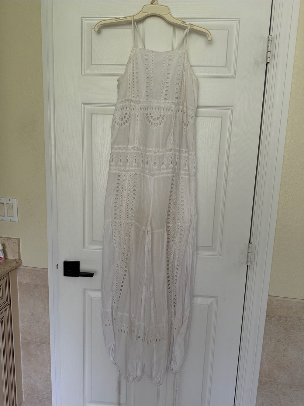 Free People White Eyelet Maxi Jumpsuit